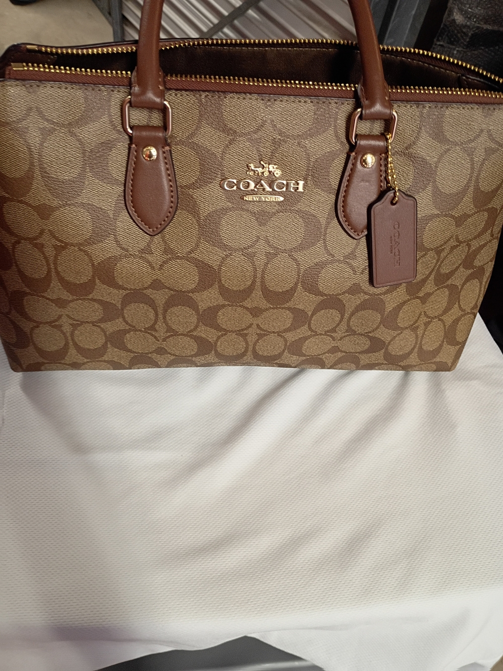 COACH Signature Canvas Satchel in Brown